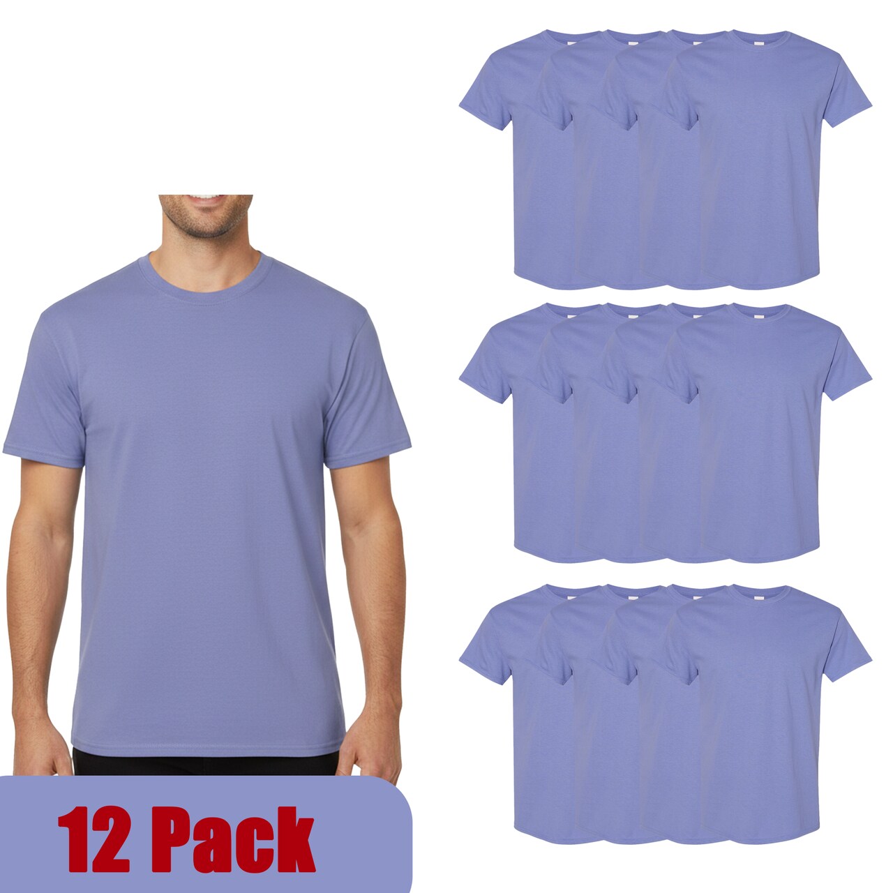 Gildan Unisex Heavy Cotton Tee 5000, 100% U.S. Cotton Shirt for DIY Projects, Pack of 12